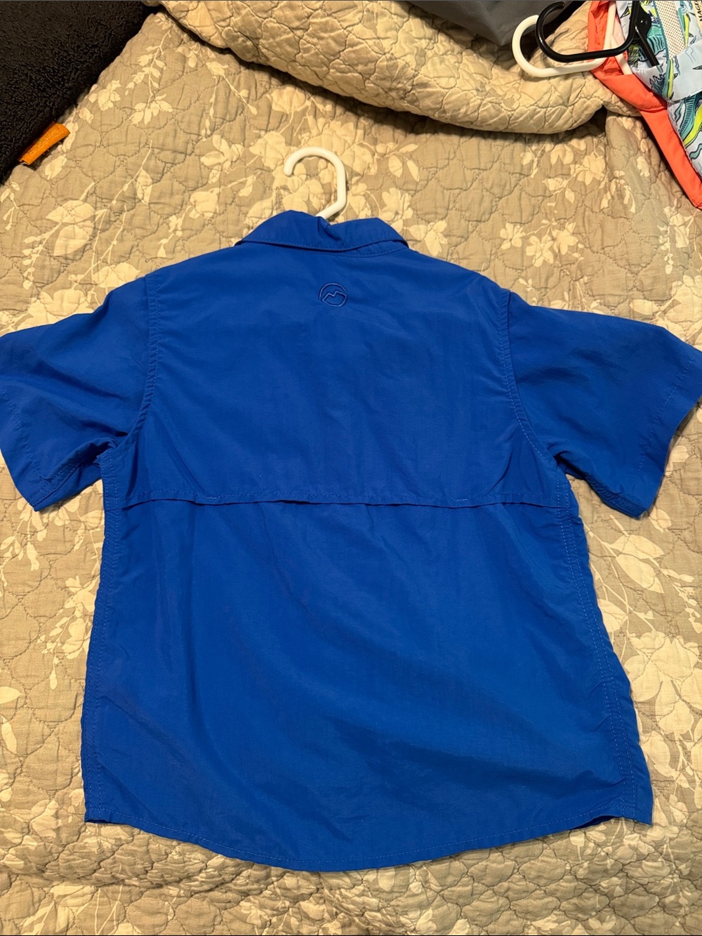 Magellan Outdoors kids Short-Sleeve Royal Blue Performance Button-Down Shirt - Picture 2 of 2